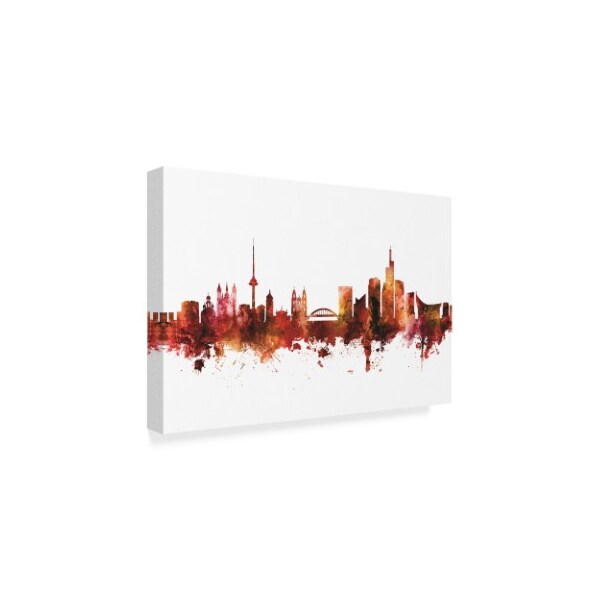 Michael Tompsett 'Vilnius Lithuania Skyline Red' Canvas Art,22x32